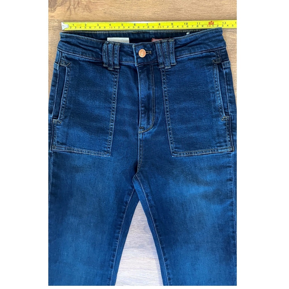 Pilcro  Anthropologie Flare Jeans Blue Icon Flare  Patch Pocket Size 27 - Picture 6 of 14